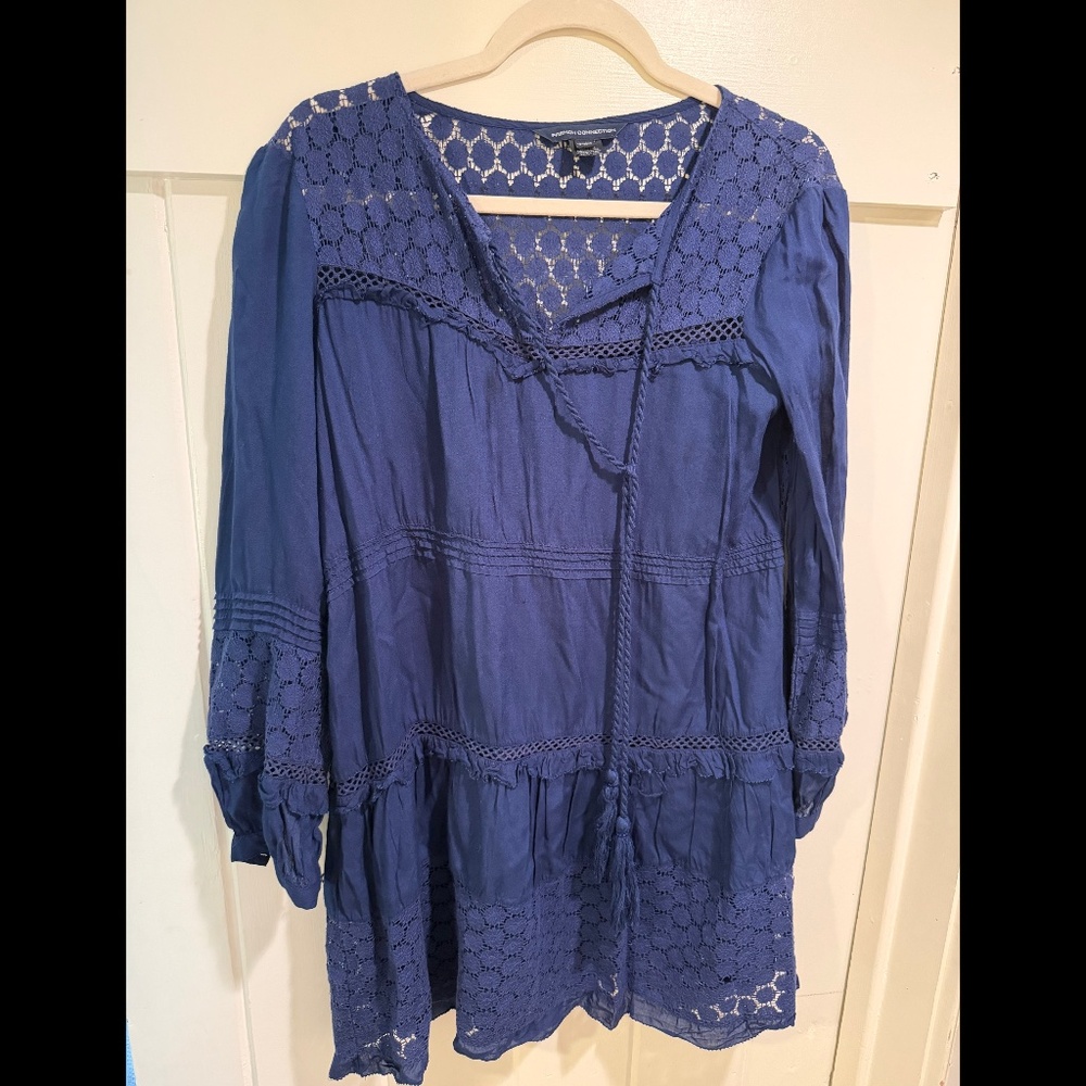 French Connection RESORT Navy Boho Dress, Size XS/4